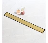 SaniteModar 80 cm Gold Linear Shower Drain, 2-in-1 Tile Insert Panel Shower Drain with Siphon, Brushed 304 Stainless Steel Linear Drain with Leveling Feet
