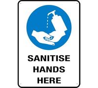 Sanitise Hands Here For House 12" X 8" Yard Sign, Premium Aluminum, Sun-Proof, Rust-Free
