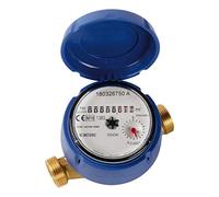 Sanitop-Wingenroth 14070 6 Wasserzähler für Ausläufe Water Meter for spouts with 2 Male Threads 3/4 inch, Nickel-Plated, Blue, 3/4 Zoll
