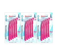 Sanitral Angle Interdental Brushes (0.4 mm - Size 0), Angled Toothbrush for Cleaning Teeth - Excellent Access Between Teeth - Pink (3 x 5 Pieces) 15 Pieces