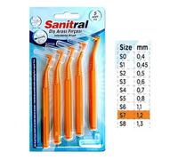 Sanitral Angle Interdental Brushes (1.2mm -Size 7),Angled Dental Brush for Teeth Cleaning-Excellent Access Between Teeth -Orange