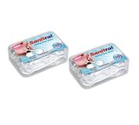 Sanitral Dental Floss Sticks, Strong Non-Shred Floss, 2 in 1 Advance Cleaning Toothpick in Clear Box Perfect for Family,Hotel,Travel (100 pcs)