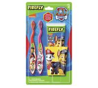 Sanitral Paw Patrol Firefly Dental Set - Dental Care Set for Kids - White Toothbrush with Nylon Bristles - Soft Bristles - 2 Pieces - Manual Toothbrush
