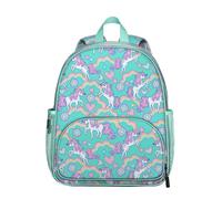 saniwu Kids Backpack for Boys and Girls 6-8: Toddler Backpack for Preschool Kindergarten, Boys Backpacks for Elementary 4-6, Greenish-blue-unicorn