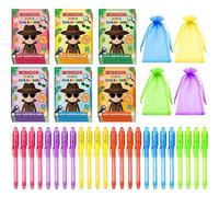 Sanixin 24 Pack End of the Year Gifts Bulk Invisible Ink Pen with Card Secret Spy Pens with Detective Themed Cards for End of Year Gifts Summer Party Supplies