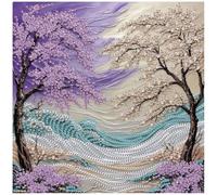 Sanjee 5D Scenery Special Shape Diamond Painting Kits Adults, Tree Crystal Rhinestone Diamond Art, DIY Craft for Beginners, Home Wall Decor & Gift, 12×12 Inches