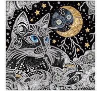 Sanjee Black Cat Diamond Art Painting Kits Adults, Special Shape Crystal Rhinestone Diamond Art Animal for Beginners, 5D DIY Craft Home Wall Decor & Gift, 12×12 Inches