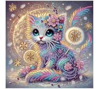 Sanjee Cat Diamond Painting Kits, 5D Special Shape Diamond Art Kits Animal for Adults, Crystal Rhinestones Art Craft for Beginners DIY Home Wall Decor Gift, 12 × 12 Inches