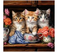 Sanjee Cats Diamond Art Painting Kit for Adult, Full Drill Round, 30×30 CM