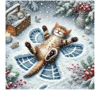 Sanjee Diamond Painting Kits Cat for Adults, Animal Diamond Art Kits for Beginner, Diamond Dots Paintings 5D DIY Round Full Gem Art Crafts for Home Wall Decor Gift, 12 × 12 Inches