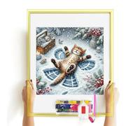 Sanjee Diamond Painting Kits Cat for Adults, Diamond Art Kits for Beginner, Diamond Dots Paintings 5D DIY Round Full Gem Art Crafts for Home Wall Decor Gift, 12 × 12 Inches