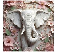 Sanjee Diamond Painting Kits Elephant for Adults, Animal Diamond Art Kits for Beginner, Diamond Dots Paintings 5D DIY Round Full Gem Art Crafts for Home Wall Decor Gift, 12 × 12 Inches