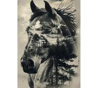 Sanjee Diamond Painting Kits for Adults, Horse Diamond Art Kits for Beginner, Diamond Dots Paintings 5D DIY Round Full Gem Art Crafts for Home Wall Decor Gift, 12 × 16 Inches