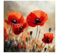 Sanjee Diamond Painting Kits for Adults, Poppy Flowers Diamond Art Kits for Beginner, Diamond Dots Paintings 5D DIY Round Full Gem Art Crafts for Home Wall Decor Gift, 12 × 12 Inches