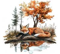 Sanjee Diamond Painting Kits Fox for Adults, Animal Diamond Art Kits for Beginner, Diamond Dots Paintings 5D DIY Round Full Gem Art Crafts for Home Wall Decor Gift, 12 × 12 Inches