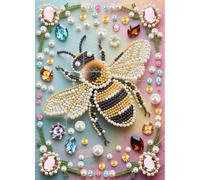 Sanjee DIY 3D Bee Pearl Art Painting Kit, Beaded Art Paintings Kit, Diamond Dots Beads Crystal Rhinestone Gem Art Craft for Wall Home Decor, 12 × 16 Inches