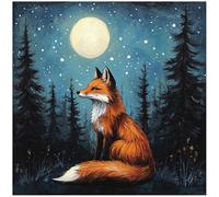 Sanjee Fox Diamond Art Kits for Adults, Night Sky Diamond Painting Kits for Beginners, Animal 5D Full Drill Round Gem Art DIY Diamond Dots Paintings, Crafts for Home Wall Decor & Gift, 12×12 Inches