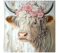 Sanjee Highland Cow Diamond Painting Kits for Adults, Animal Diamond Art Kits for Beginner, Diamond Dots Paintings 5D DIY Round Full Gem Art Crafts for Home Wall Decor Gift, 12 × 12 Inches