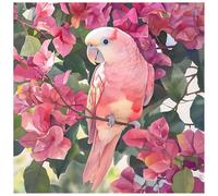 Sanjee Pink Parrot Diamond Painting Kits for Adults, Animal Diamond Art Kits for Beginner, Diamond Dots Paintings 5D DIY Round Full Gem Art Crafts for Home Wall Decor Gift, 12 × 12 Inches