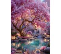 Sanjee Tree Diamond Painting Kits for Adults, Landscape Diamond Art Kits for Beginner, Diamond Dots Paintings 5D DIY Round Full Gem Art Crafts for Home Wall Decor Gift, 12 × 16 Inches