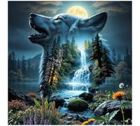 Sanjee Wolf Diamond Painting Kits for Adults, Animal Diamond Art Kits for Beginner, Landscape Diamond Dots Paintings 5D DIY Round Full Gem Art Crafts for Home Wall Decor Gift, 12 × 12 Inches