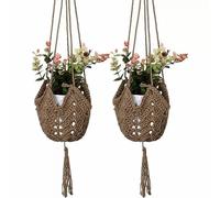 sanjianke-fs 2 Pack Hanging Planters Baskets, Jute Rope Macrame Plant Hanger Flower Pot Hanging Plants Holder, Wall Holder for Indoor Outdoor Balcony Garden Home Decor (A Set)