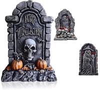 sanjianke-fs 3 Pack Tombstones Gravestone - 25" Halloween Graveyard Tombstone Decorations, Grave Headstones Rip Halloween Party Polystyrene Decorations Prop Graveyard