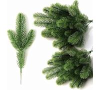 sanjianke-fs 30Pcs Artificial Pine Branches Green Leaves Needle Garland Christmas Pine Needles Faux Pine Picks Xmas Plastic Pine Tree Branches Fake Greenery for DIY Craft Wreath Christmas Home Decor