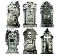 sanjianke-fs 6 Pack Halloween RIP Graveyard Tombstones Decorations, Headstone Decorations for Halloween Yard Decorations