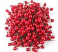 sanjianke-fs 600PCS Artificial Holly Berries, 10mm Fake Berries Christmas Fake Berries Decor on Wire for Christmas Tree Decorations Flower Wreath DIY Craft Ornament