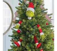 sanjianke-fs Grinchs, Elf Head, Arms and Legs Tree, Creative Christmas Home Party Decorations, with a Acrylic Pendant, 5 Pack