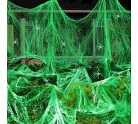 sanjianke-fs Halloween Glow in The Dark 200g Spider Webs and 20Pcs Fake Glow Spiders and 20Pcs Fake Spiders, Spider Web Decoration White Stretch Cobwebs for Creepy Halloween Party Indoor Outdoor