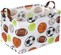 Sanjiaofen Rectangular Basketball Baskets,Football Basket Organizer.Baseball Basket with Handles.Basketball Bins,Clothers,Books,Kid's Gifts Storage. (Ball)
