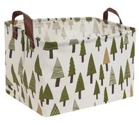 Sanjiaofen Rectangular Canvas Storage Bins,Waterproof Storage Basket,Collapsible Toy Organizer Bin with Handles for Clothes Storage, Kid's Toy Box,Book Bag(Tree)