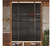 SANJIAOJIA Bamboo Roller Blinds No Drill,Black Bamboo Blinds,Retro Roman Shades for Window,Light Filtering Decor Curtain for Indoor Outdoor,Custom Color,Width x Height (150cm x 120cm(59in x 47in))