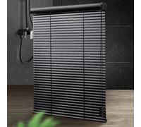 SANJIAOJIA Black Aluminium Venetian Blind,25mm Slat Metal Blind,Horizontal Window Blinds,Light Adjustment Home Office Blackout Shutters,Easy Fit Curtains,Width × Height (110cm x 100cm(43in x 39in))
