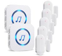 SanJie Door Chimes When Door Opens for Home - Door Alarm with Chime Adjustable Volume,5 Magnetic Door Sensors & 2 Plug-in Receivers - Door Open Chime - Indoor Range 500ft 2 Receivers + 5 Sensors