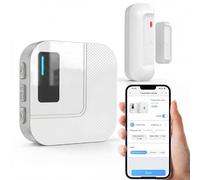 SanJie Door Sensor Alarm with Phone Notifications for Kids Safety & Dementia Care,WiFi Door Open Alarm Chime When Entering for Home/Store/Office,500 FT Range,20 Chimes,1 Sensor 1 Receiver 2.4GHz Only