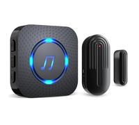 SanJie Door Sensor with Doorbell When Open, Enterprise/Home/Office/Shop, Range 500 Feet, 26 Doorbells, 5 Adjustable Volumes, Black Alert