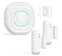 SanJie Wireless Door Alarm Sensor Chime,Alarm/Chime Duration Modes 2-in-1,IP55 Waterproof Door Sensor with 30 Chimes 5 Volume,500FT Range Door Alarms When Opened for Home Store,1 Receiver 2 Sensor