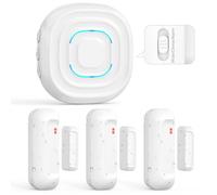 SanJie Wireless Door Alarm Sensor Chime,Alarm/Chime Duration Modes 2 in1,Waterproof Door Sensor with 30 Chimes 5 Volume Level,500FT Range Door Alarms When Opened for Home Store,1 Receiver 2 Sensors