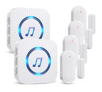 SANJIE Wireless Door Open Alarm Chime, 600FT Operating Range 55 Ringtones 5 Volume Level with LED Indicator,Door Alarm Sensor for Home Store Office Security When Opens,2 UK Plug-in Receivers 4 Sensors