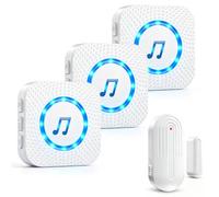 SANJIE Wireless Door Open Alarm Sensor Chime 3 UK Receiver 1 Sensor | 500FT Long Range,55 Ringtones 5 Volume Level Shop Entry Chime System for Home Security Business Shop Office When Entering