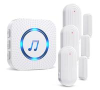 SANJIE Wireless Door Open Alarm Sensor Chime, 500FT Operating Range 55 Ringtones 5 Volume Level with LED Indicator,Door Alarm for Home Store Office Security When Opens,1 UK Plug-in Receiver 3 Sensor