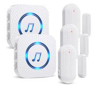 SANJIE Wireless Door Open Alarm Sensor Chime, 500FT Operating Range 55 Ringtones 5 Volume Level with LED Indicator,Door Alarm for Home Store Office Security When Opens,2 UK Plug-in Receiver 3 Sensor