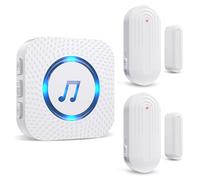 SANJIE Wireless Door Open Alarm Sensor Chime, 600FT Operating Range 55 Chimes 5 Volume Level with LED Indicators,Door Alarm for Home Store Office Security When Opens,1 UK Plug-in Receiver 2 Sensors