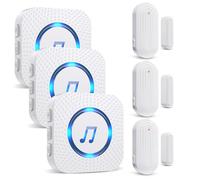 SANJIE Wireless Door Open Alarm Sensor Chime, 600FT Operating Range 55 Ringtones 5 Volume Level with LED Indicator,Door Alarm for Home Store Office Security When Opens,3 UK Plug in Receivers 3 Sensors