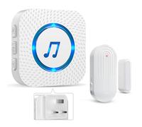 SANJIE Wireless Door Open Alarm Sensor Chime, 600FT Operating Range 55 Ringtones 5 Volume Level with LED Indicator,Door Alarm for Home Store Office Security When Opens,1 UK Plug-in Receiver 1 Sensor