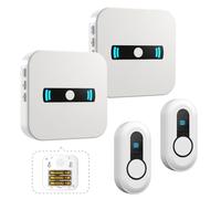 SANJIE Wireless Doorbell Battery Operated Cordless Portable Door Bell Chime Waterproof Push Button 500+ Ft for Classroom Home Office Apartment Store,2 Button and 2 Receiver