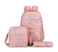 sanjimida 3-Piece 18 Inch School Backpack Set, Letter Print Pattern, Backpack with Lunch Bag and Pencil Case, Black or Pink, Pink, L, School